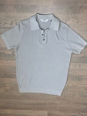 Kenneth Cole New York Men's Forest Min Knit Short Sleeve Button Polo Shirt S